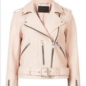 Light pink Balfern Biker leather jacket NWOT